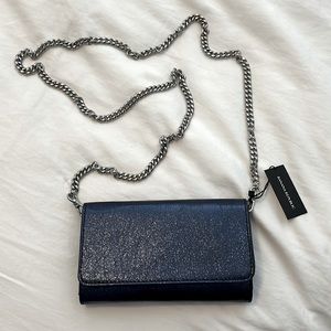 NWT banana republic Metallic blue wallet clutch with removable shoulder strap.